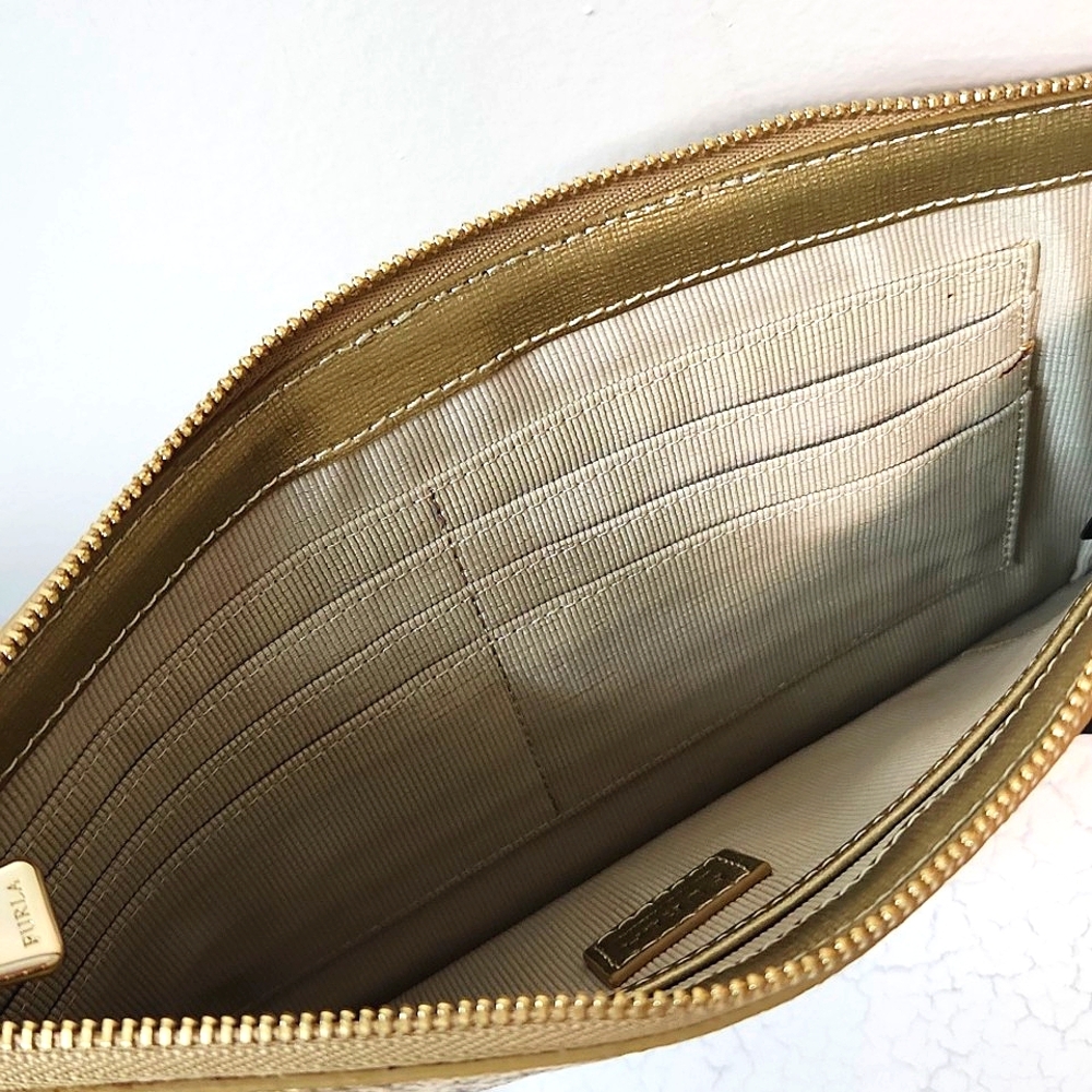 Furla Babylon XL Gold Glitter Clutch ~ Like New! - Picture 6 of 11